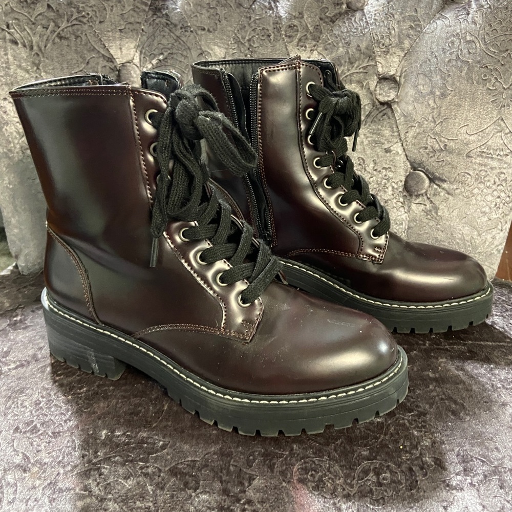 Maroon Combat Boots